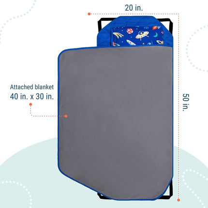Tapis de sieste moderne tout-en-un Wildkin avec oreiller pour les tout-petits garçons et filles, taille parfaite pour la crèche et la maternelle, conçu avec des sangles élastiques aux coins pour s'adapter à un lit de camp standard
