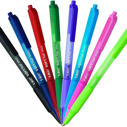 BIC Soft Feel Retractable Fashion Ball Pen, Medium Point (1.0mm), Assorted Colors, 12-Count