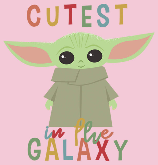 Camiseta sólida de cuello redondo STAR WARS Mandalorian Cutest Little Child para niña, rosa claro, XL