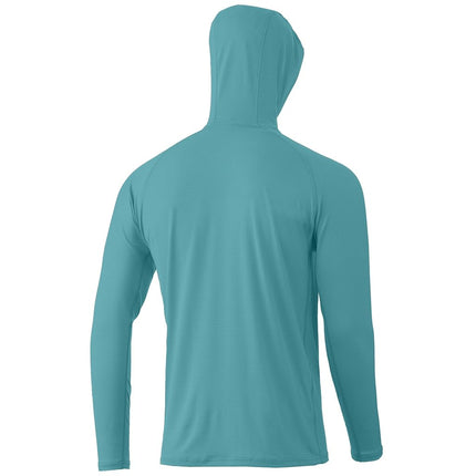 HUK Men's A1a Hoodie, Quick-Dry Hooded Fishing Shirt with Built in Neck Gaiter, Marine Blue, XXL