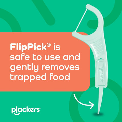 Plackers Micro Mint Dental Flossers, Fresh Mint Flavor, Fold-Out Toothpick, Super Tuffloss, Easy Storage with Sure-Zip Seal, 300 Count