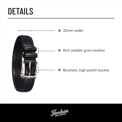 Florsheim Men's 1136 Pebble Grain 32mm Leather Belt, Cognac, 34
