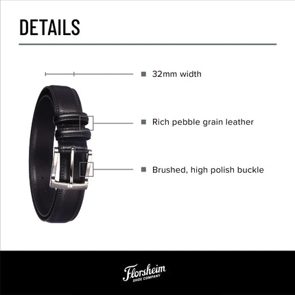 Florsheim Men's 1136 Pebble Grain 32mm Leather Belt, Cognac, 34
