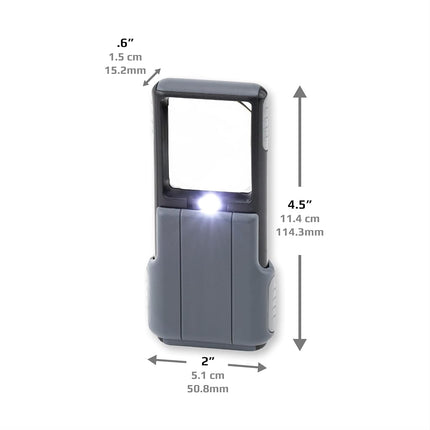 Carson MiniBrite 5x Pocket Magnifying Glass with LED Light and Sliding case, Black (PO-55)