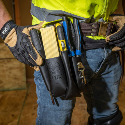 Klein Tools Tool Pouch, 4 Pocket Multi Tool Holder with Plier Holder, Ruler Holder, Screwdriver Holder 5118C