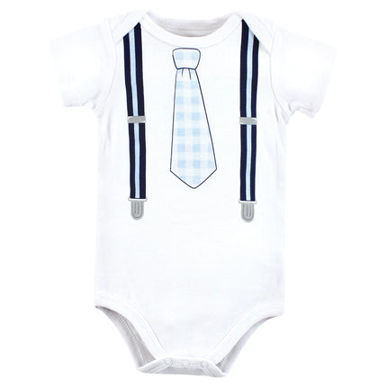 Hudson Baby Unisex Baby Cotton Bodysuits, Plaid Little Man Polo, 12-18 Months