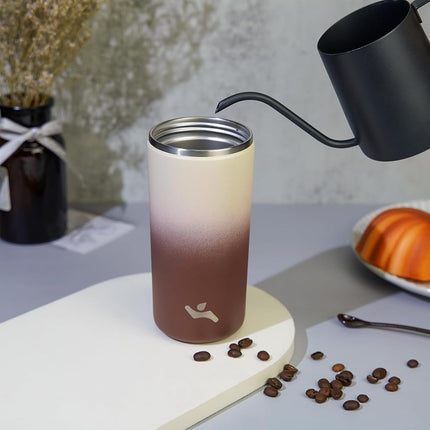 Konokyo Tumbler with Lid, 16 oz Travel Coffee Mug Double Wall Vacuum Stainless Steel Thermal Metal Cup Insulated Water Bottle,Latte