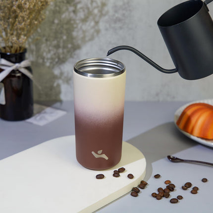 Konokyo Tumbler with Lid, 12 oz Travel Coffee Mug Double Wall Vacuum Stainless Steel Thermal Metal Cup Insulated Water Bottle,Latte