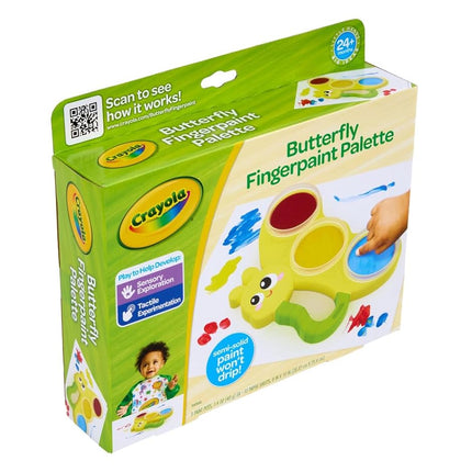 Crayola Butterfly Fingerpaint Pallette (3ct), Washable & Spillproof Fingerpaint for Toddlers, Less Mess Paint, Toddler Gift, Ages 2+