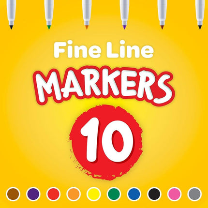 Crayola Fine Line Markers Bulk, 12 Marker Packs with 10 Colors, Multi (58-7791)