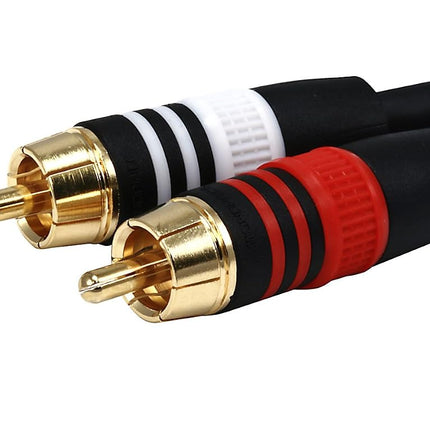 Monoprice Premium 2 RCA Plug/2 RCA Plug Cable - 4.57M (15ft) - Black, M/M, 22AWG Conductor, Gold Plated Connectors