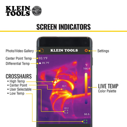 Klein Tools TI220 Thermal Imager for Android Devices, Thermal Imaging Camera, 10,800 Pixels, Three Color Palettes, High/Low Temperatures