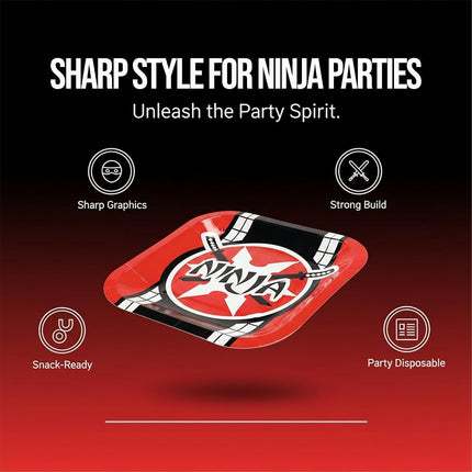 Fun Express - Ninja Warrior Dessert Plates for Birthday - Party Supplies - Print Tableware - Print Plates & Bowls - Birthday - 8 Pieces