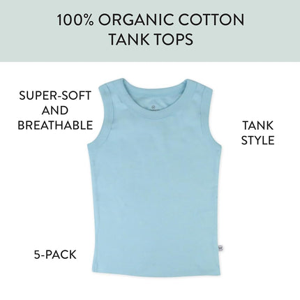 HonestBaby Unisex-Baby Sleeveless Muscle T-Shirts 100% Organic Cotton for Infant Baby and Toddler Boys, Girls, Sea Ombre, 6-9 Months