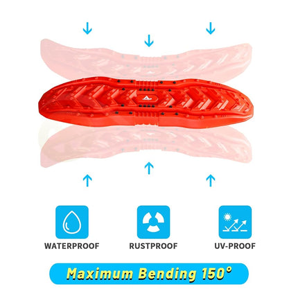 I1MOTOR Red Recovery Boards Tire Traction Mats With Storage Bag, Assist Off-Road Trapped Vehicles To Escape Desert, Snow And Climbing Obstacles, Car Extraction Accessories, 42.13"x13.98"x2.36", 2pcs