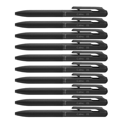 Pentel BXA105A-A Calme Oil-Based Ballpoint Pen, 0.02 inches (0.5 mm), Black, Black Ink, 10 Pieces