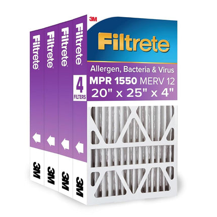 Filtrete 20x25x4(SlimFit), AC Furnace Air Filter, MPR 1550 DP, Healthy Living Ultra Allergen Deep Pleat, 4-Pack, Fits Lennox & Honeywell Devices (exact dimensions 19.5 x 24.5 x 3.75)