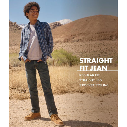 Wrangler Boys' Premium Flex Comfort Straight Fit Jeans - Regular, Slim, Husky (Sunkissed Denim Wash) (6 Regular)