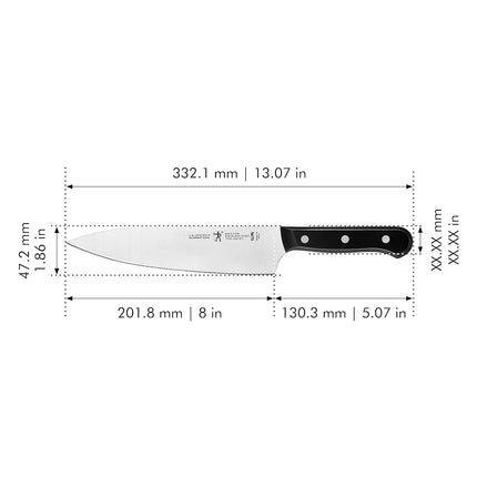 HENCKELS Solution Razor-Sharp 8-inch Chef Knife, German Engineered Informed by 100+ Years of Mastery, Black/Stainless Steel