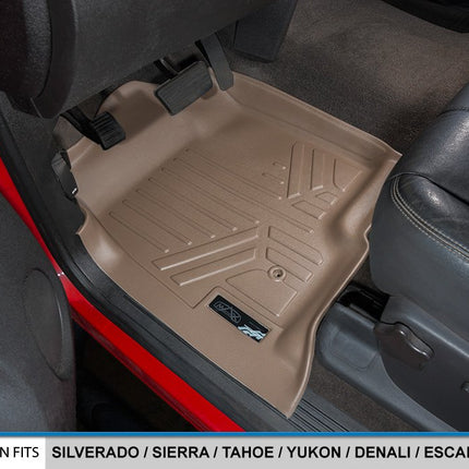 Tapis de sol SMARTLINER, rangée avant, couleur sable, pour Silverado/Sierra 2007-2013 - Tahoe-Suburban-Yukon-Yukon XL-Escalade 2007-2014