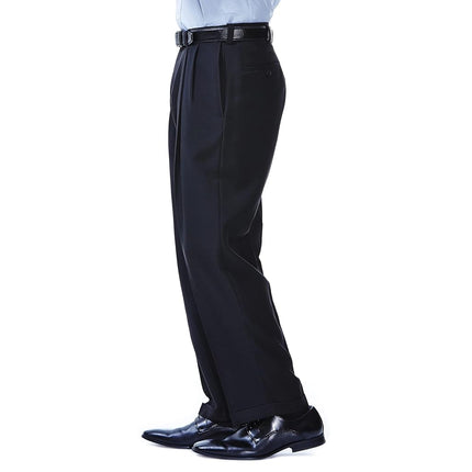 Haggar mensHD00219Eclo Stria Gab Expandable Waist Pleat Front Dress Pant Dress Pants - Black - 44W x 30L