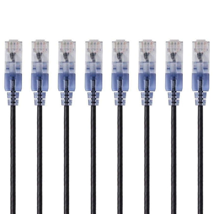Monoprice Cat6A Ethernet Patch Cable - Network Internet Cord - 0.3M (1ft) - Blue (10-Pack) RJ45, Stranded, 550Mhz, UTP, Pure Bare Copper Wire, 10G, 30AWG - SlimRun Series