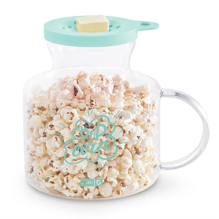 Machine à Popcorn Micro-ondes Dash - Pour une Préparation Pratique avec Couvercle en Silicone Faisant Fondre le Beurre - Facile à Utiliser & Nettoyage Rapide - Aqua