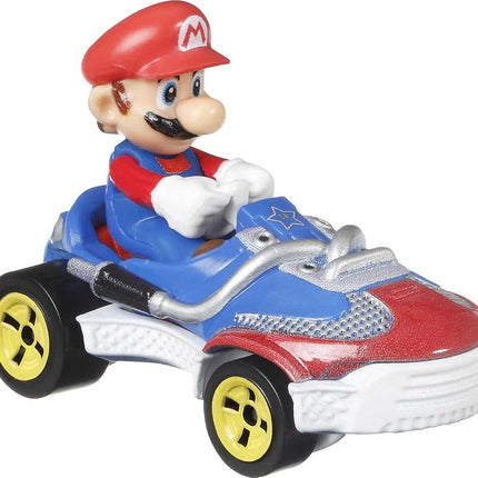 Hot Wheels Mario Kart Vehicle 4-Pack, Set of 4 Fan-Favorite Characters Includes 1 Exclusive Model, Collectible Gift for Kids & Fans Ages 3 Years Old & Up