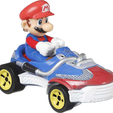 Hot Wheels Mario Kart, Lot de 4 véhicules, 4 personnages favoris des fans, Inclut 1 modèle exclusif, Cadeau de collection pour les enfants et les fans de 3 ans et plus