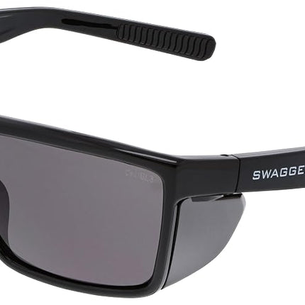 MCR Safety Swagger SR212 Safety Glasses with Thermo Plastic Rubber Nosepads and Detachable Side Shields (1 Pair) (Gray Lens/Black Frame)