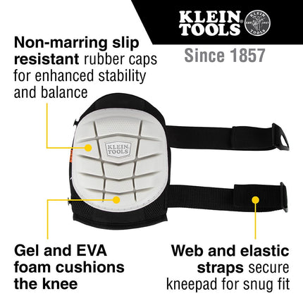 KLEIN TOOLS 60849 Non-Marring Knee Pads for Work, Construction, Tile, Flooring, for Men and Women, Lightweight Gel and Foam Padding, One Size
