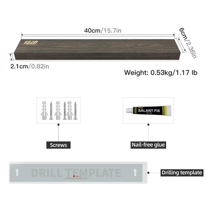 FINDKING Ash Wood Magnetic Knife Strip, Wall Mounted Wooden Knife Holder with Strong Magnets for Kitchen Organization, 16 Inch Dark Brown, Without Knives