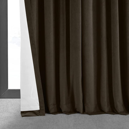 HPD Half Price Drapes Signature Velvet Thermal Blackout Curtains for Living Room 96 Inch Long (1 Panel) Rod Pocket Insulated Blackout Curtains for Bedroom Window Curtains, 100W x 96L, Java