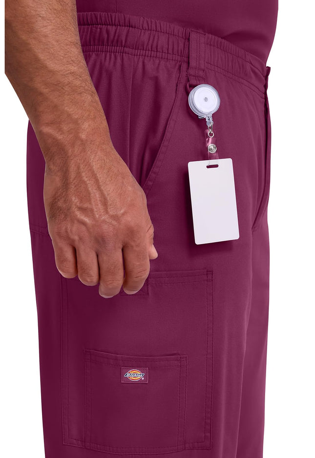Dickies Men's Pull-On Pant with 7 Pockets Elastic Waistband with Button Closure 81006, Wine, XX-Large Big Tall
