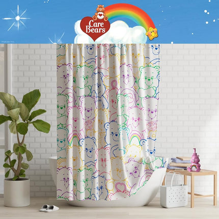 Franco Care Bears Premium PEVA Shower Curtain Lightweight, Waterproof Plastic Standard Size Bathroom Curtain, (100% Officially Licensed Product)