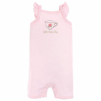 Hudson Baby Unisex Cotton Rompers, Tea Party, 0-3 Months