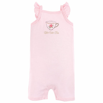 Hudson Baby Unisex Cotton Rompers, Tea Party, 0-3 Months