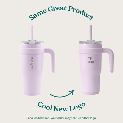 Reduce 24 oz Tumbler with Handle - Vacuum Insulated Stainless Steel Travel Mug with Sip-It-Your-Way Lid and Straw - Keeps Drinks Cold up to 24 Hours - Sweat Proof, Dishwasher Safe - OG Lilac Bud