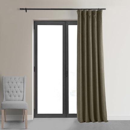 HPD Half Price Drapes Signature Velvet Thermal Blackout Curtains for Living Room 84 Inch Long (1 Panel) Rod Pocket Insulated Blackout Curtains for Bedroom Window Curtains, 50W x 84L, Denver Taupe