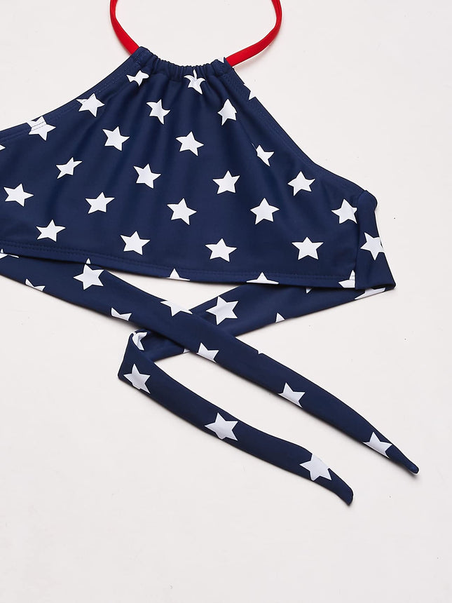 Kanu Surf Fille Maillot de Bain Halter Bikini 2 Pièces Mahina Beach Sport, Drapeau Américain, 4