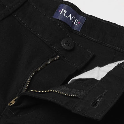 The Children's Place Slim Girls Uniform Skinny Chino Pants 2-Pack, Black, 16S