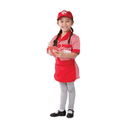 Melissa and Doug Server Role Play Costume Set - Includes Shirt, Apron, Cap, Name Tag and More - Character Dress Up (8pc Set) - Item #148009