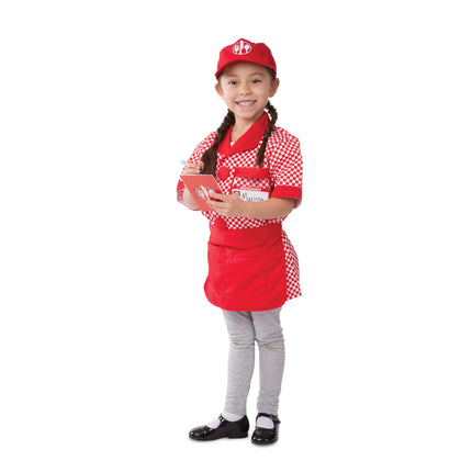 Melissa & Doug Set de disfraz de camarero para juego de rol – Incluye camisa, delantal, gorra, etiqueta de nombre y más – Juego de disfraces de personajes (set de 8 piezas) – Artículo #148009