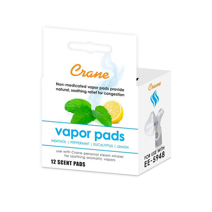 Crane Vapor Pads for EE-5948 Cordless Personal Steam Inhaler, White, 12 Count (Pack of 1)