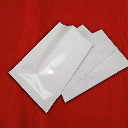PABCK 500 Pieces White Metallic Mylar Foil Open Top Sealable Bags 2.4x3.5 inch (2x3.1 inch Inner Size) Vacuum Heat Seal Pouches for Food Storage Packaging with Tear Notches
