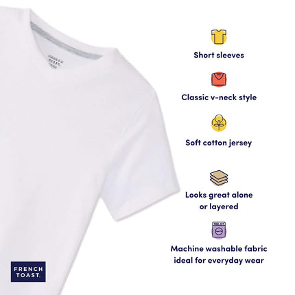 French Toast Big Boys' Short Sleeve V-Neck Tee, Heather Grey, 14/16