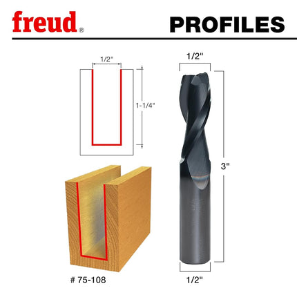 Freud 75-108 1/2-Inch Diameter 2-Flute Up Spiral Router Bit with 1/2-Inch Shank