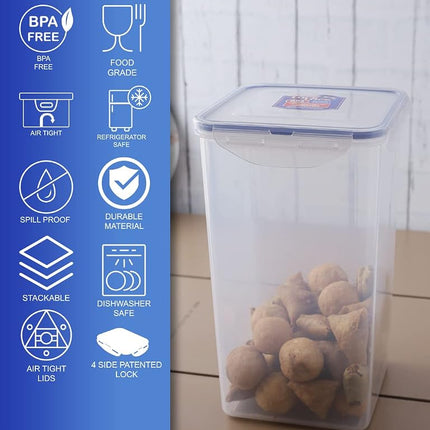 LOCK & LOCK Easy Essentials Food lids/Pantry Storage/Airtight containers, BPA Free, Square-16.9 Cup-for Chips, Clear