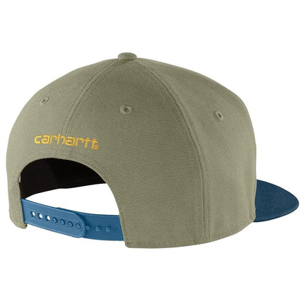 Carhartt Men's 106665 Firm Duck Flat Brim Cap, Dusty Olive, One size