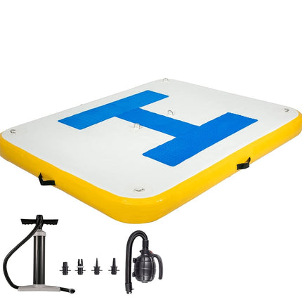 VEVOR Inflatable Floating Dock 6 x 5 ft, 6 Inch Thick, 3-5 People, Electric Air Pump, Pool Beach Ocean